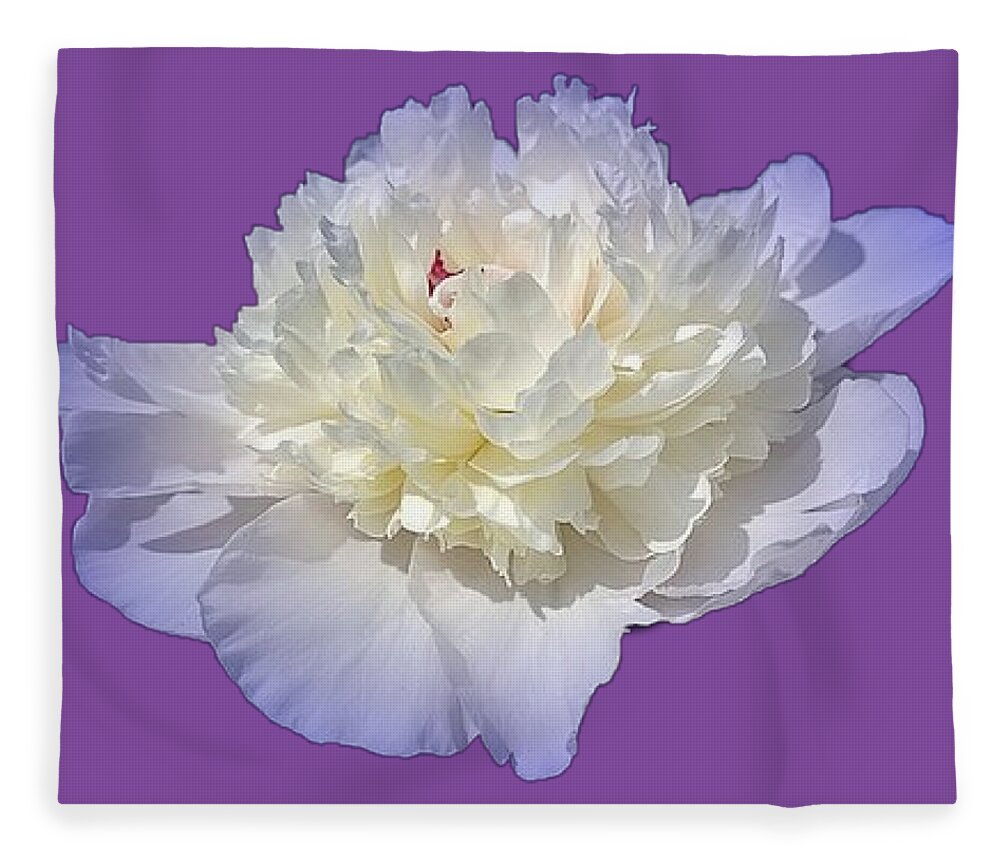 Blue Fleece Blanket featuring the photograph Blue Peony Flower Cropped Choose a Custom Background Color by Delynn Addams