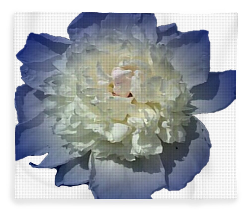 Blue Fleece Blanket featuring the photograph Blue Peony Flower Designed for Shirts by Delynn Addams