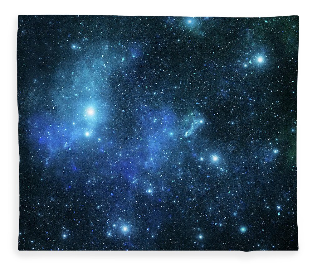 Black Color Fleece Blanket featuring the photograph Blue Space Galaxy by Sololos