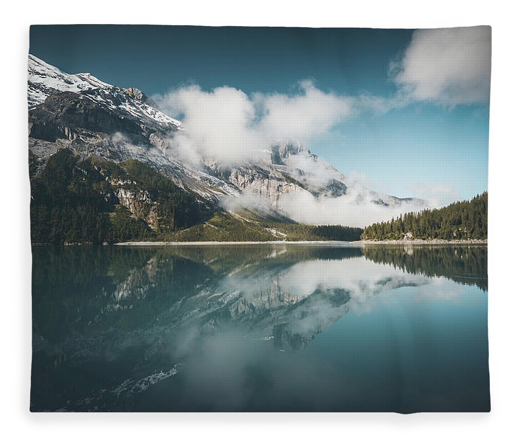 Lake Fleece Blanket featuring the photograph Blue Subtext by Philippe Sainte-Laudy