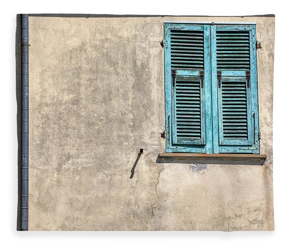 Cinque Terre Fleece Blanket featuring the photograph Blue Window Shutter of Cinque Terre by David Letts