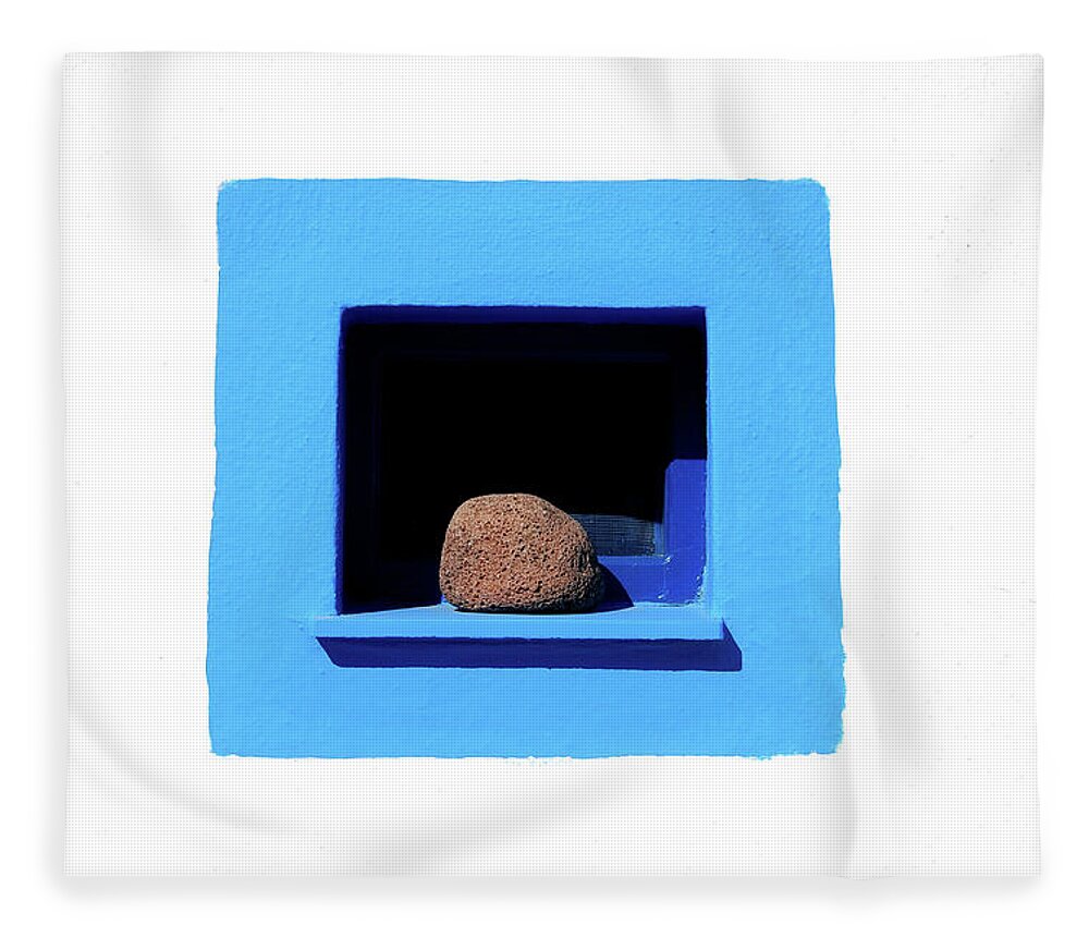 Aegean Fleece Blanket featuring the photograph Blue Window by Tito Slack