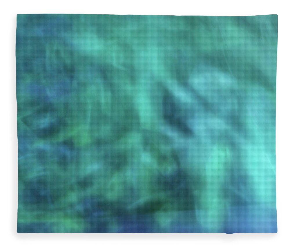 Abstract Fleece Blanket featuring the photograph Blurred water wave like abstract background with blues, turquiose, green color artwork by Teri Virbickis