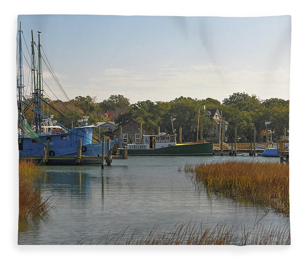 Shem Creek Fleece Blanket featuring the photograph Boating on Shem Creek - Southern Style by Dale Powell
