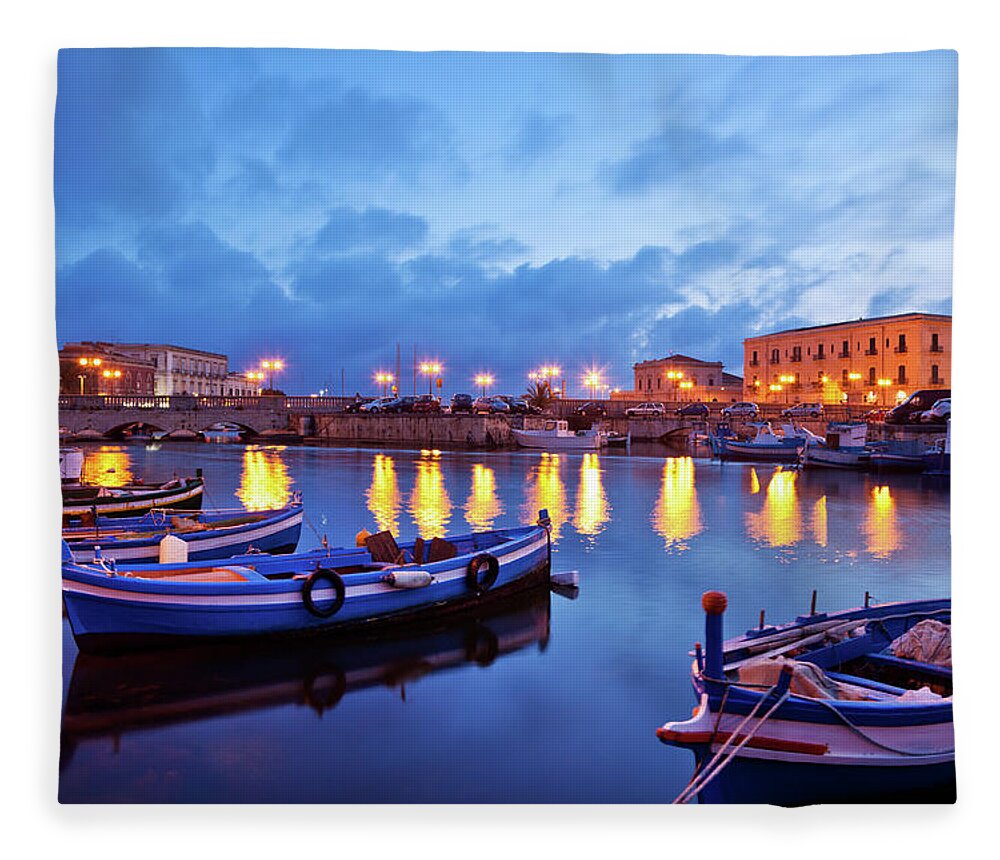 Sicily Fleece Blanket featuring the photograph Boats In Sicily, Italy by Nikada