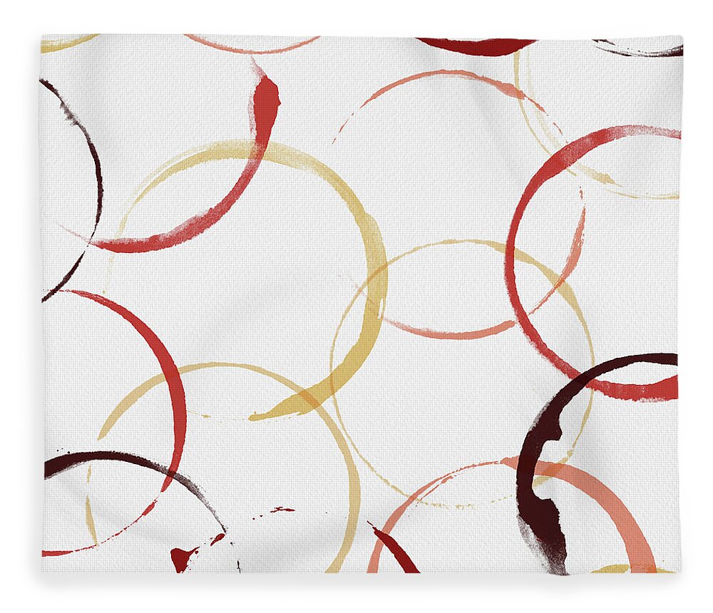 Watercolor Fleece Blanket featuring the painting Bold Modern Wine Rings Art by Jen Montgomery