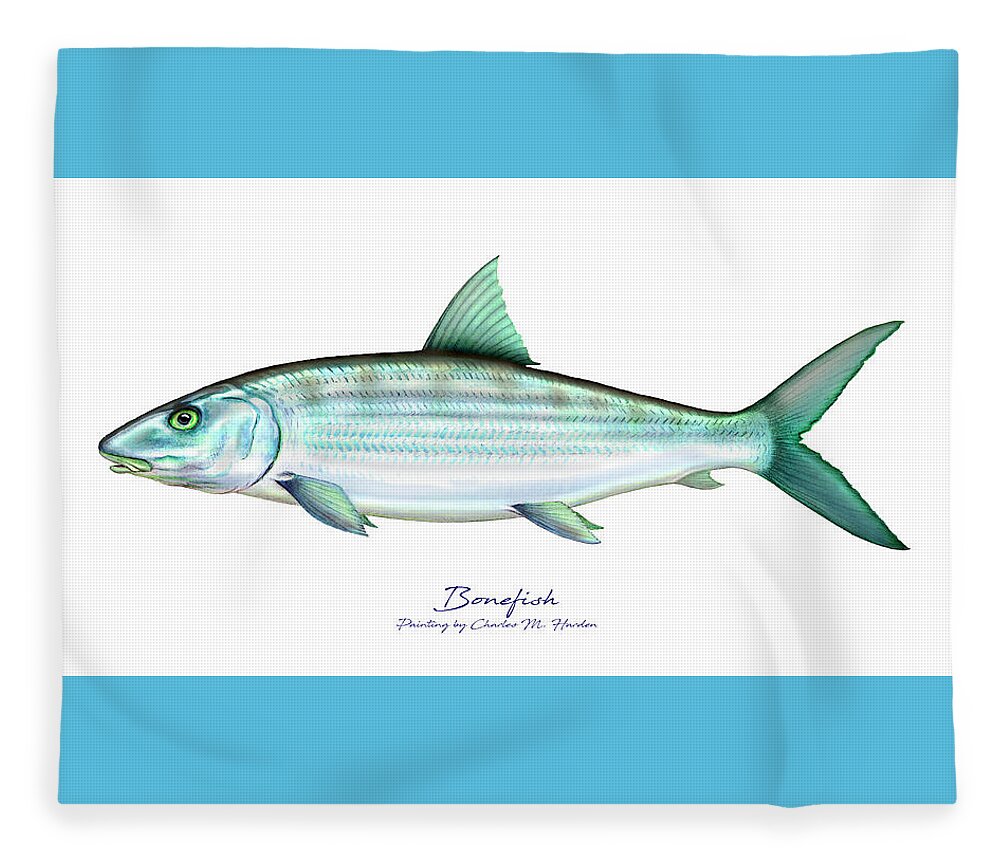 Charles Harden Fleece Blanket featuring the painting Bonefish by Charles Harden