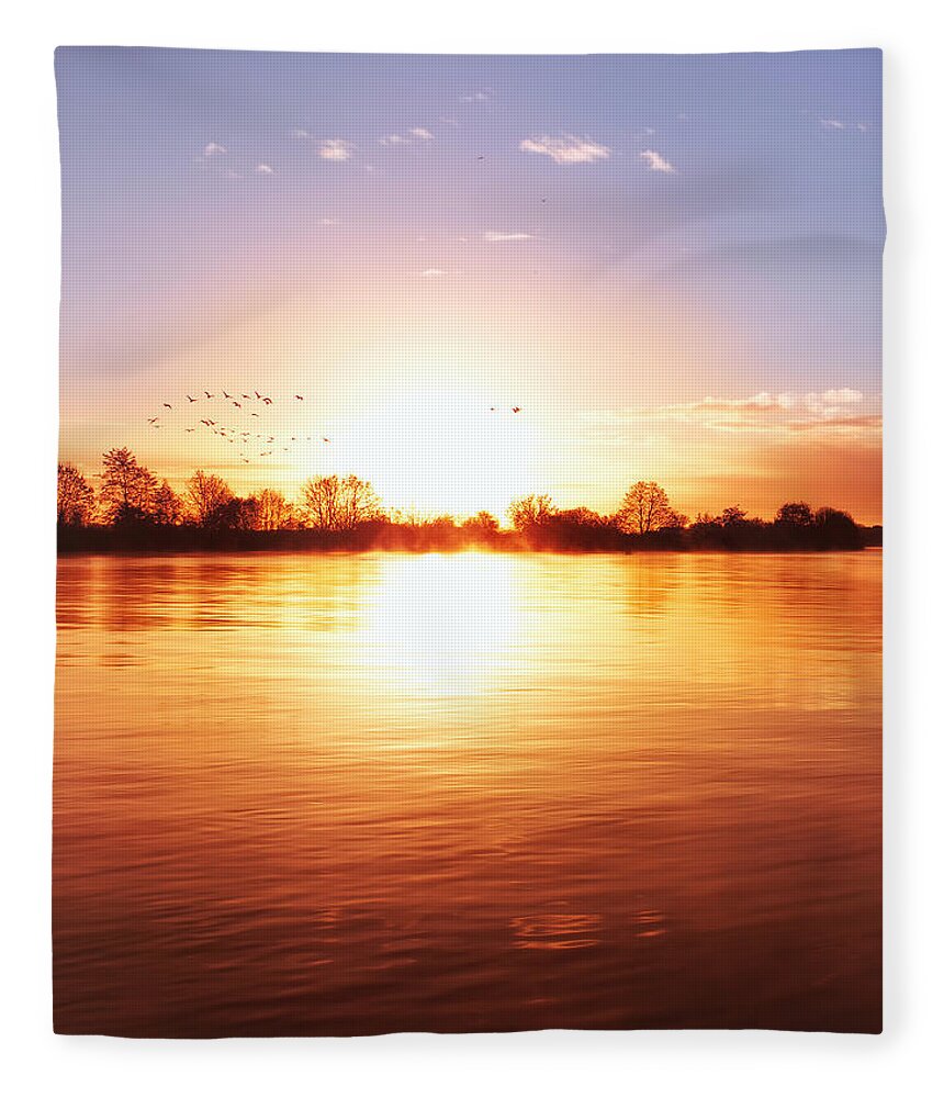 Sun Fleece Blanket featuring the photograph Born in fire by Jaroslav Buna