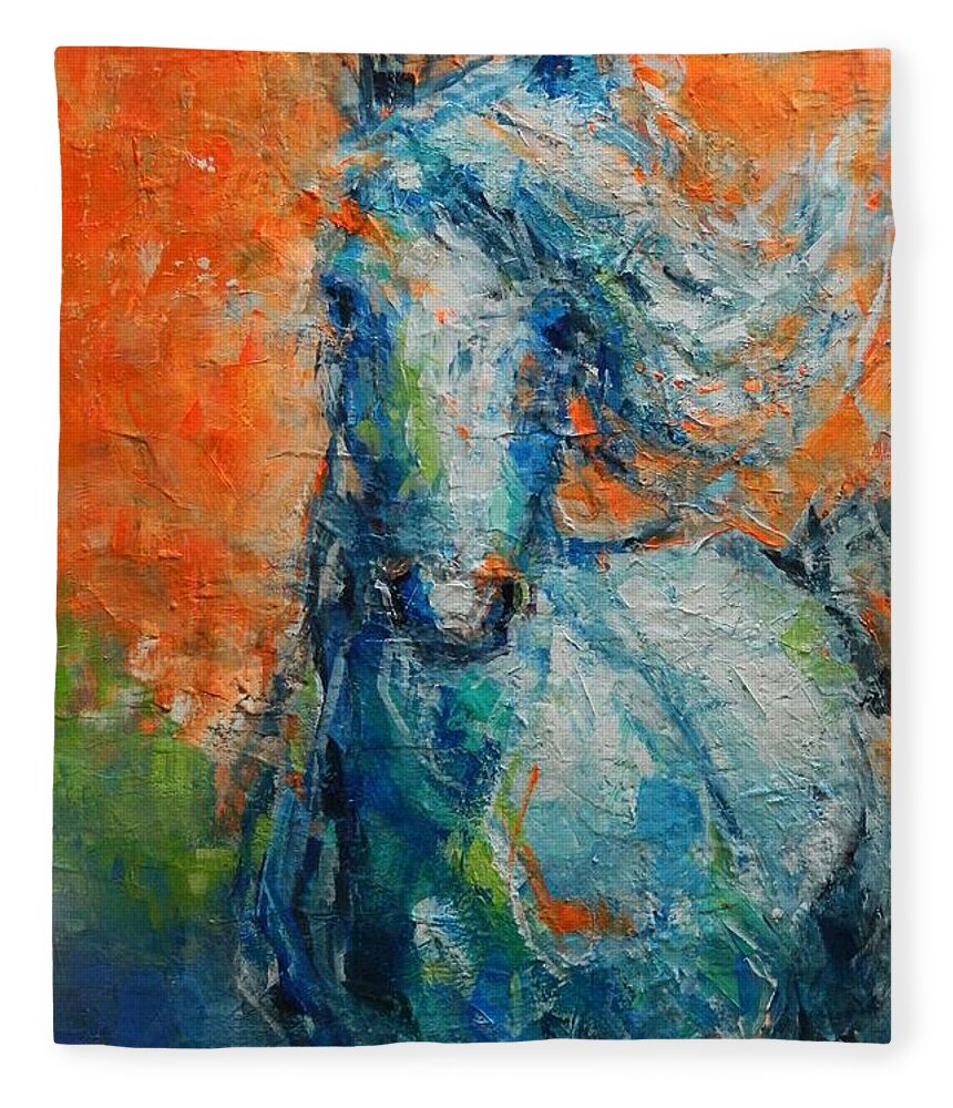 Horse Fleece Blanket featuring the painting Born to Run by Dan Campbell