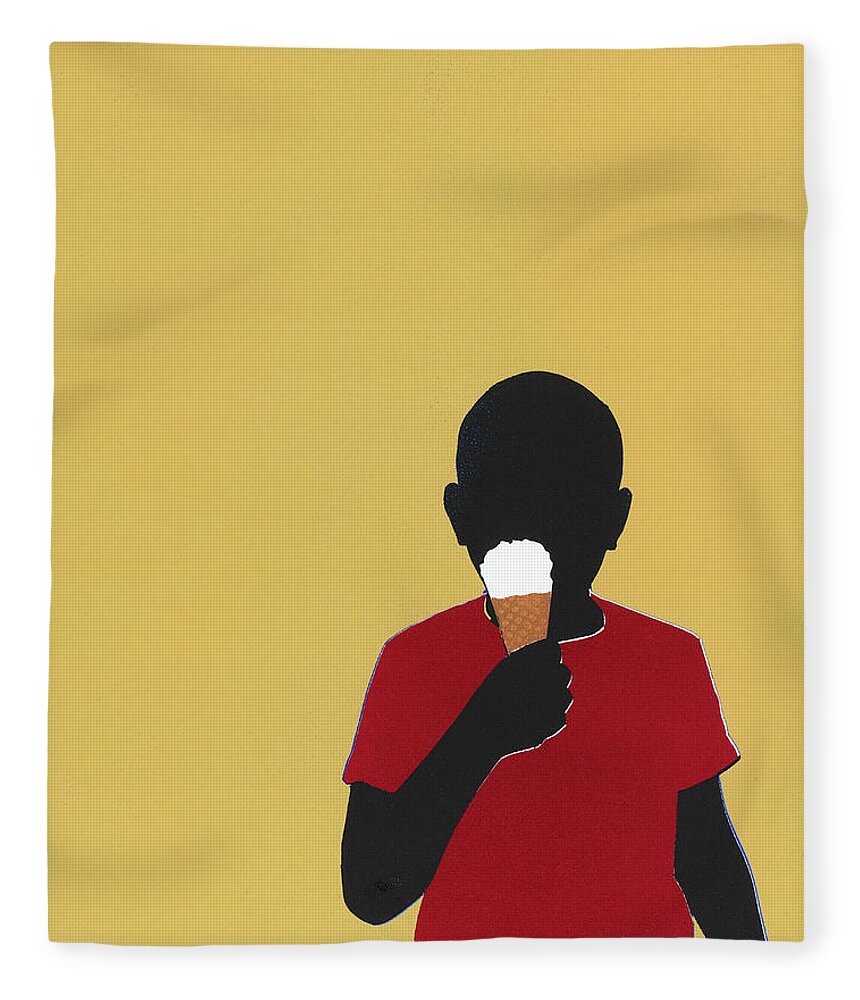 Holding Fleece Blanket featuring the digital art Boy Eating Ice Cream Cone by Amy Devoogd