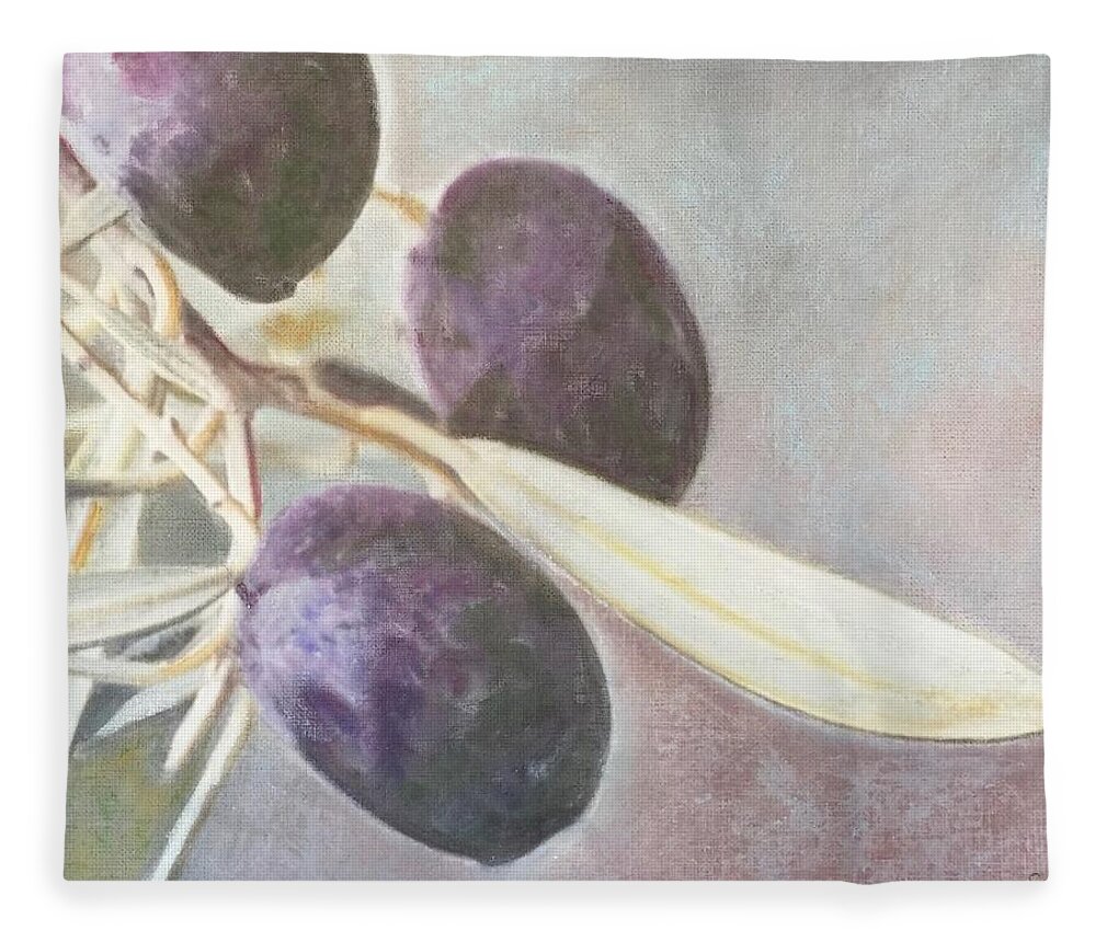 Olive Branch Fleece Blanket featuring the painting Branch of Hope by Cara Frafjord