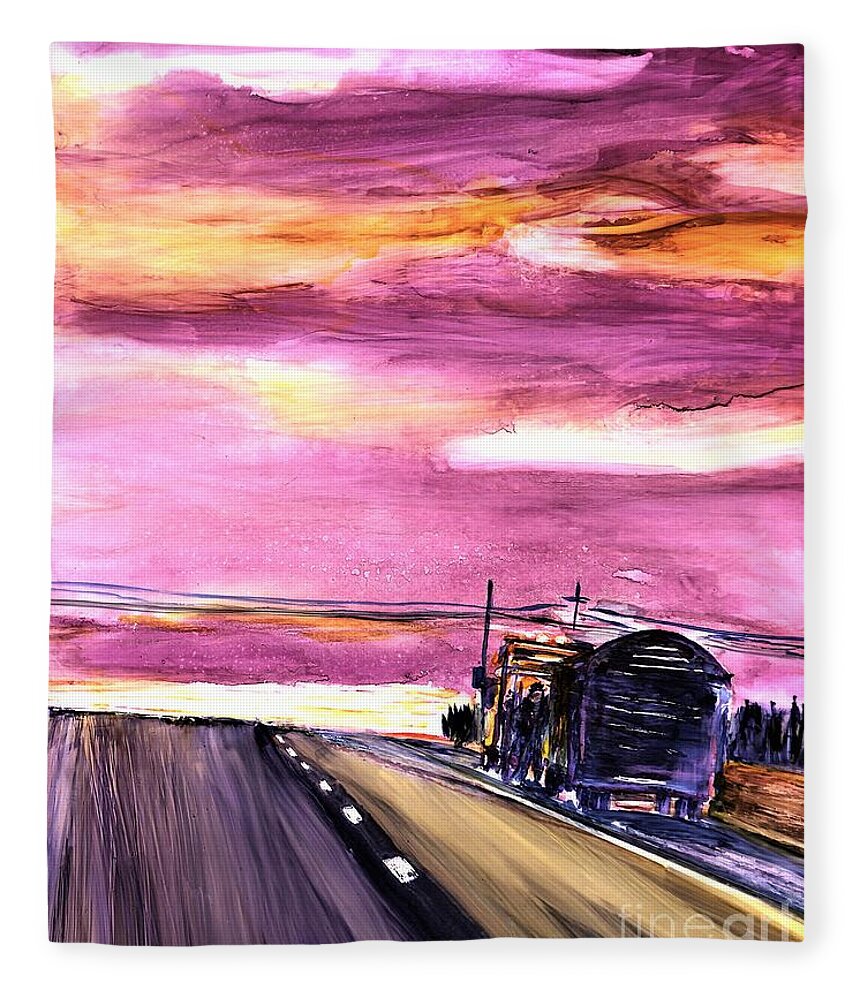 Transport Fleece Blanket featuring the painting Breakdown-transportation-trucking by Patty Donoghue