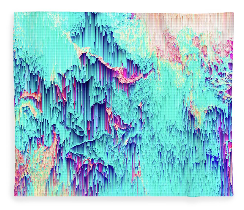 Glitch Fleece Blanket featuring the digital art Breaking Chemistry by Jennifer Walsh