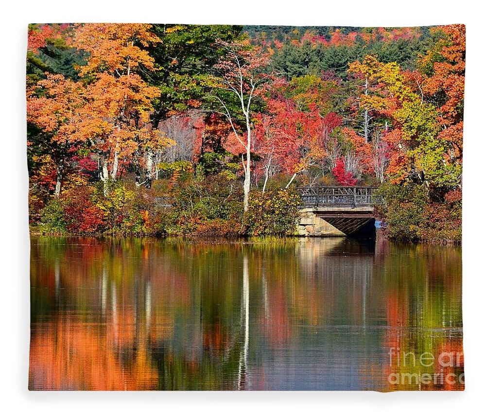 New Hampshire Fleece Blanket featuring the photograph Bridge at Lake Chocorua by Steve Brown