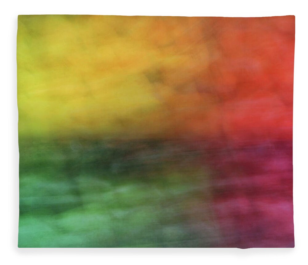 Abstract Fleece Blanket featuring the photograph Bright abstract blurred color blocks of yellow, orange, red and green by Teri Virbickis