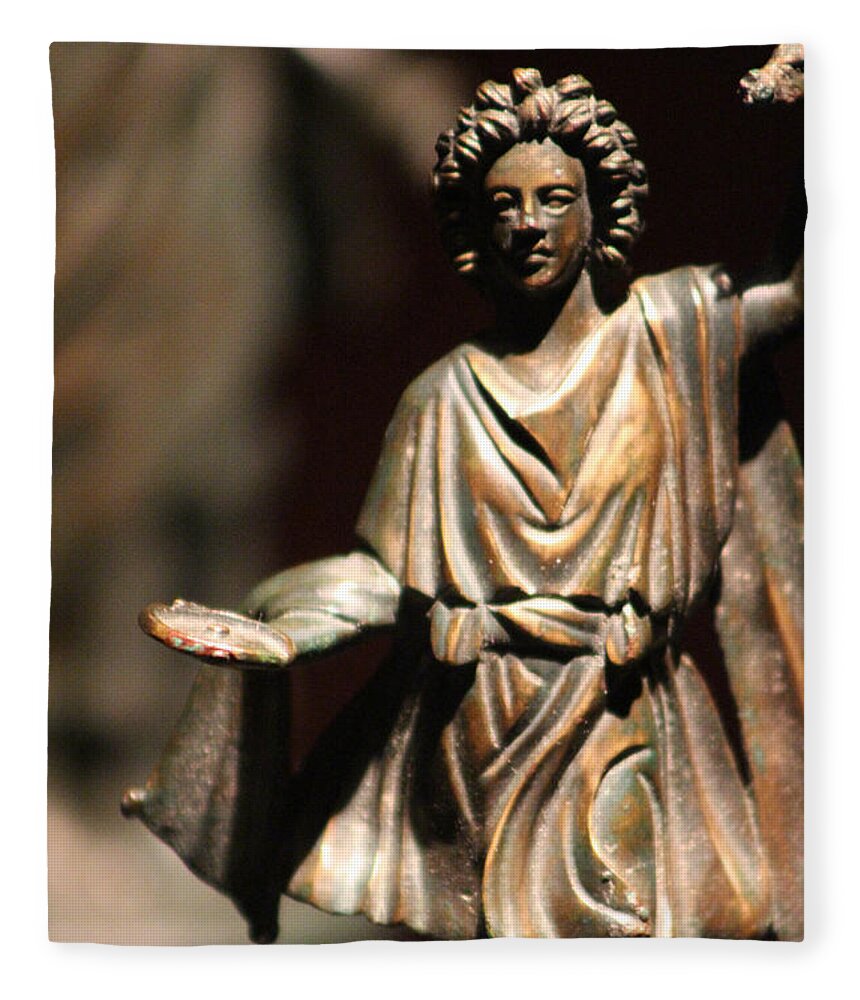 Bronze Statue Fleece Blanket featuring the photograph Bronze Figure 1 Century AD Pompeii by Colleen Cornelius