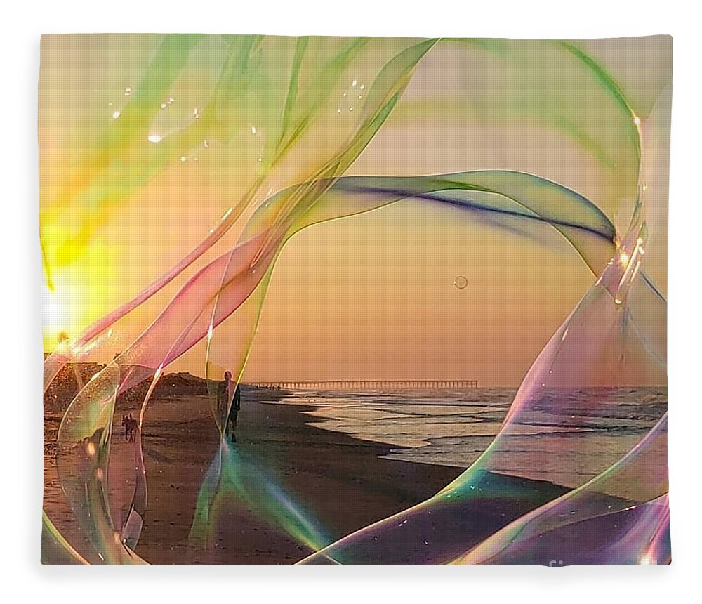 Sunrise Fleece Blanket featuring the photograph Bubbles on the beach by Anita Adams