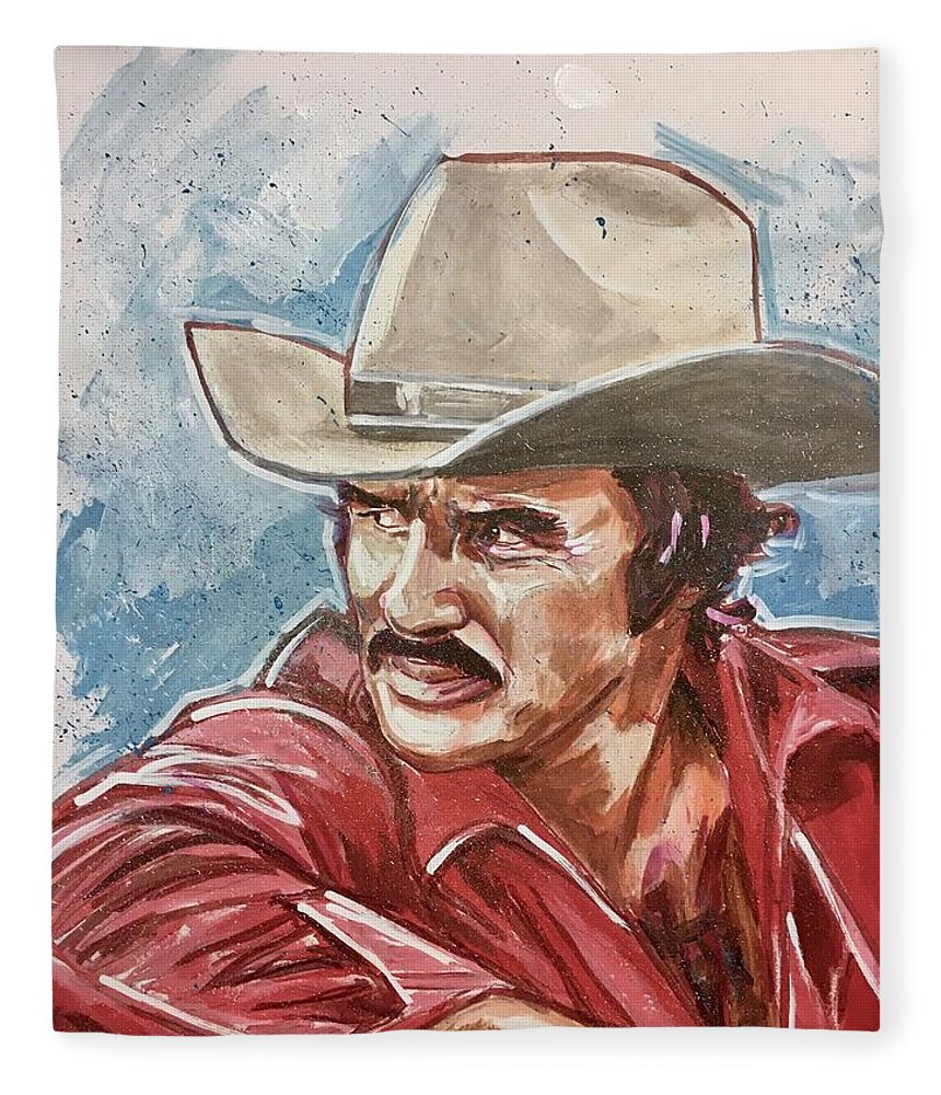 Burt Reynolds Fleece Blanket featuring the painting Burt Reynolds by Joel Tesch