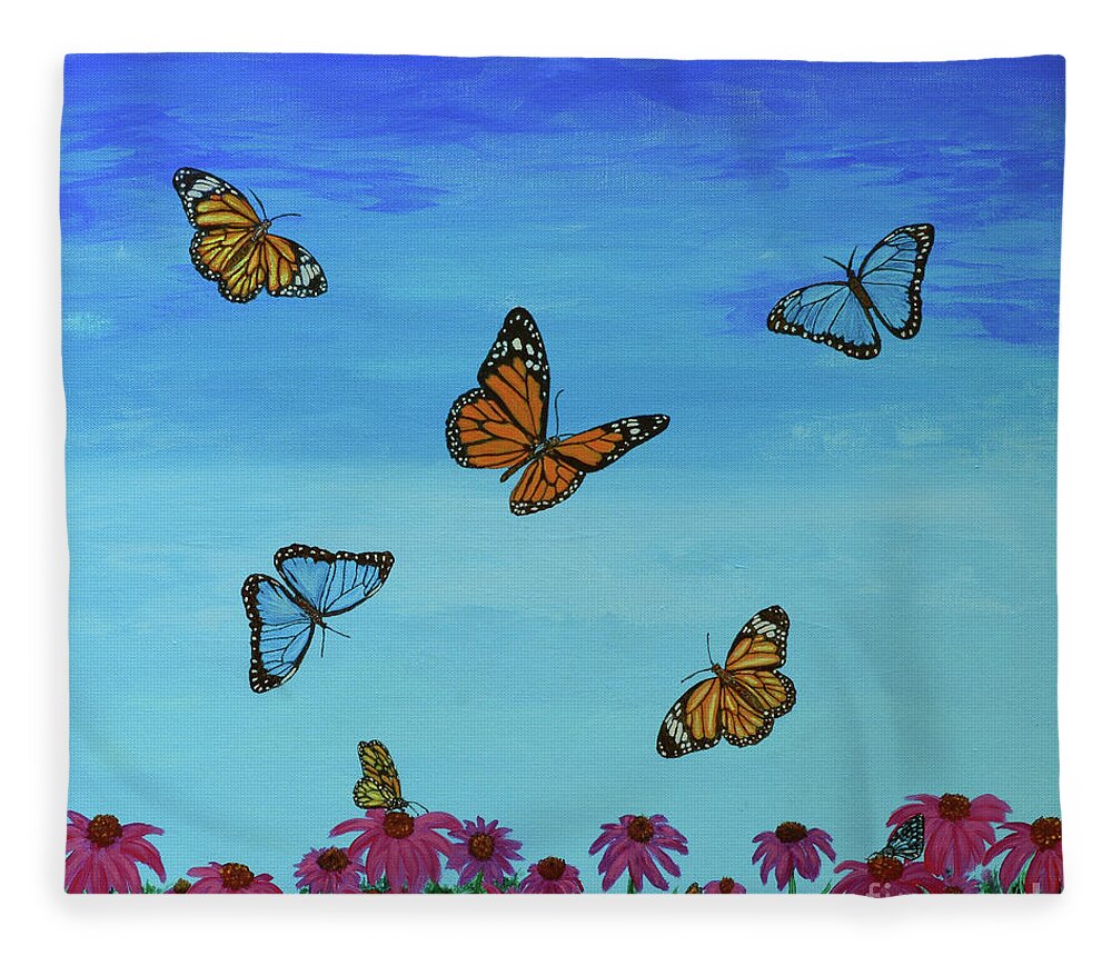 Butterfly Fleece Blanket featuring the painting Butterfly Field by Aicy Karbstein