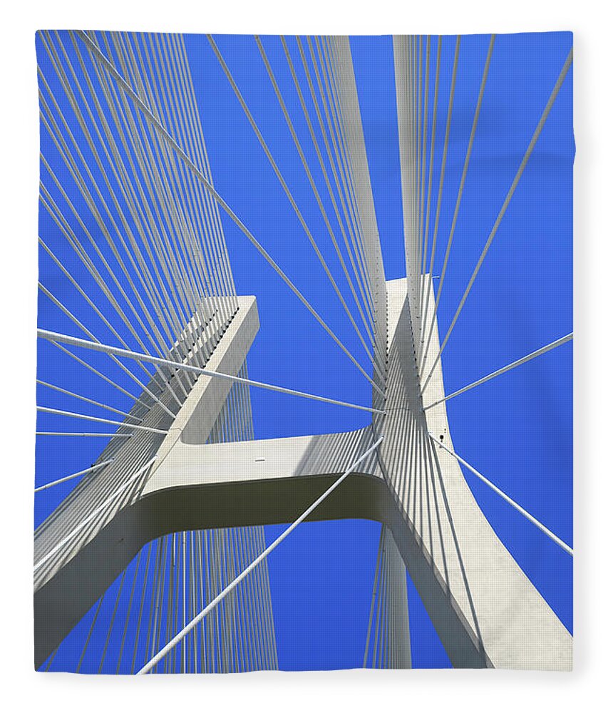 Pole Fleece Blanket featuring the photograph Cable-stayed Bridge by Republica
