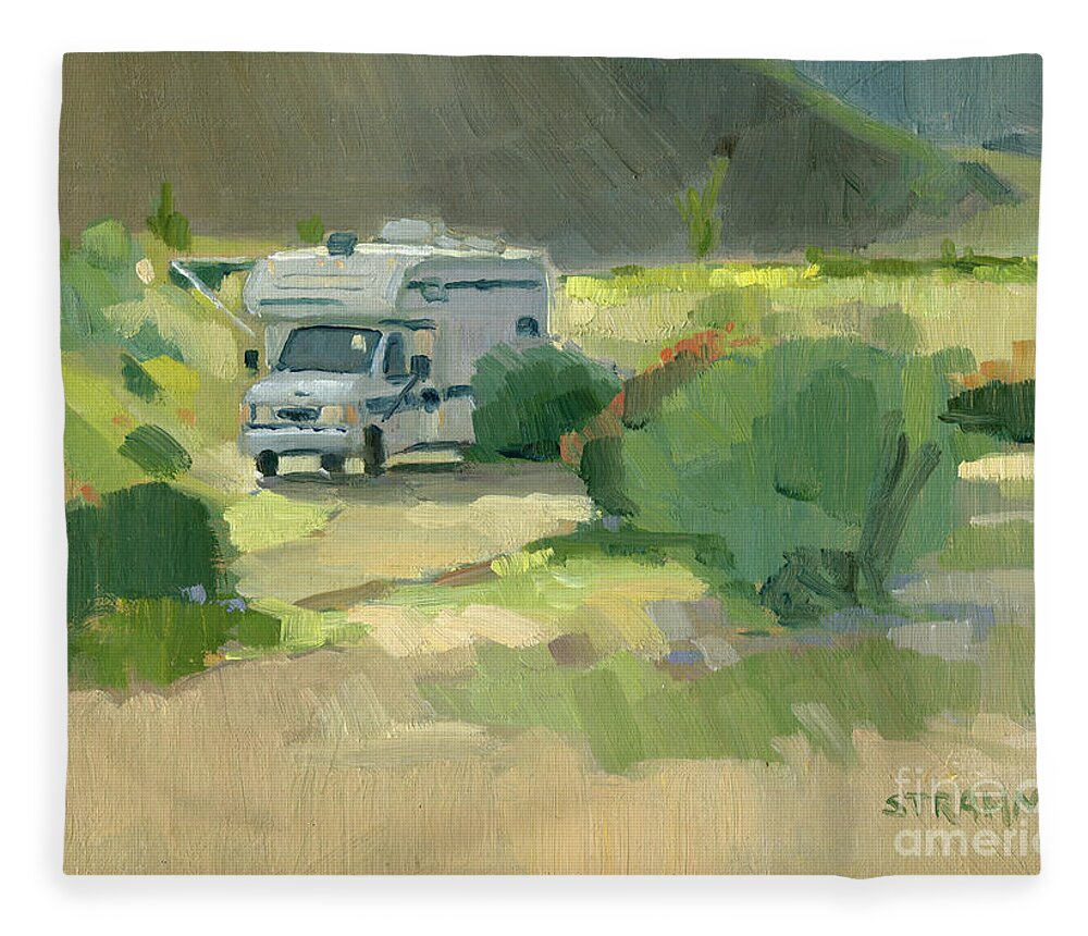 Camping Fleece Blanket featuring the painting Boondocking Desert Life Borrego Springs California by Paul Strahm