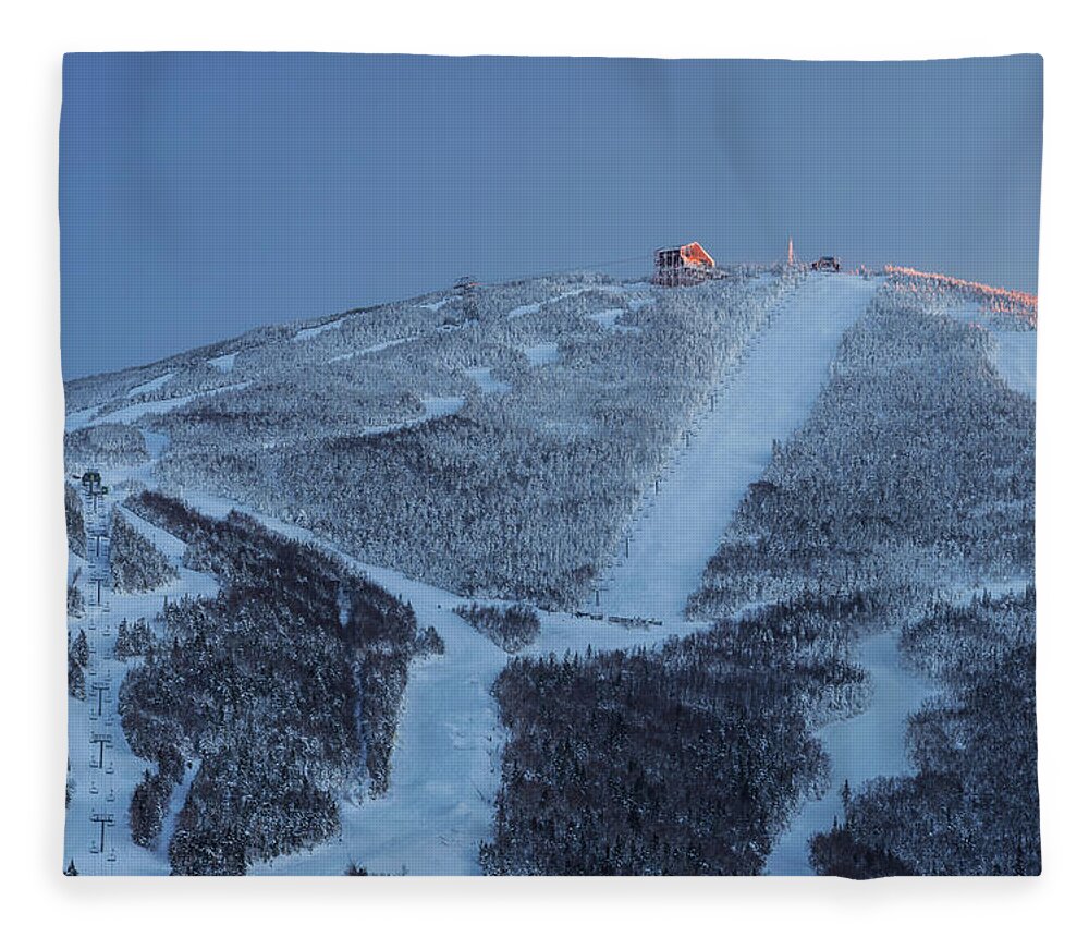 Cannon Fleece Blanket featuring the photograph Cannon Mountain Sunset Frost by White Mountain Images