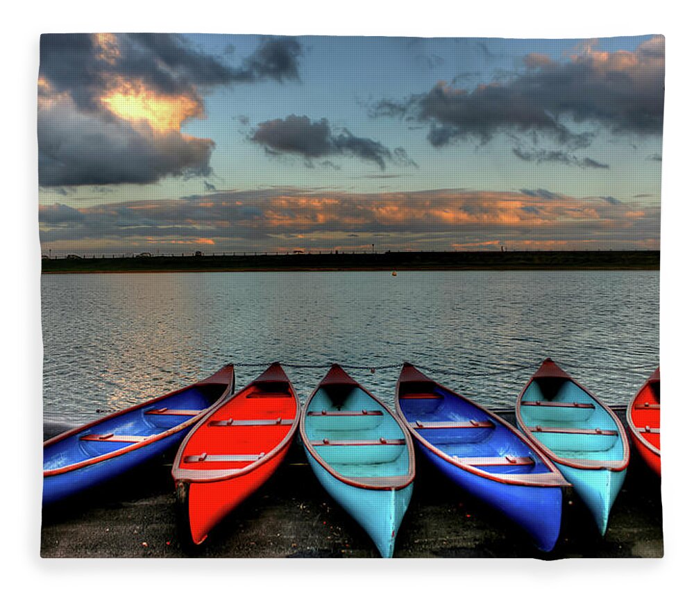 Scenics Fleece Blanket featuring the photograph Canoes by Photo By Mark Liebenberg