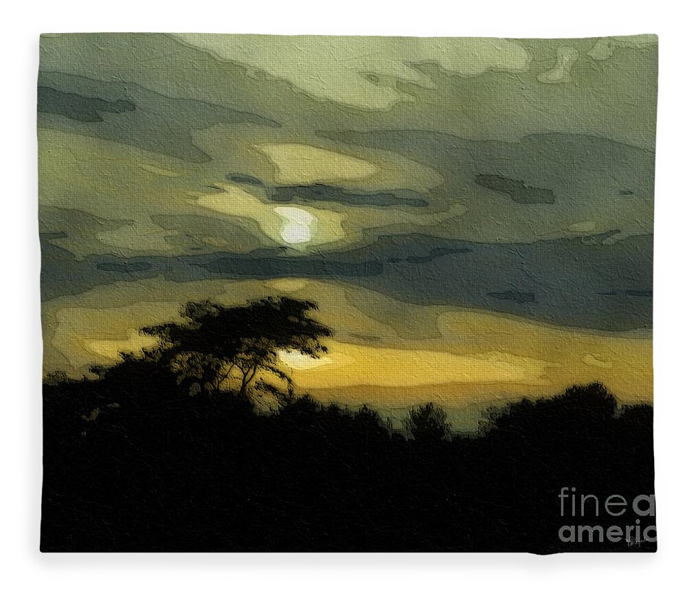 Sunset Fleece Blanket featuring the digital art Car Ride Sunset by Diana Rajala