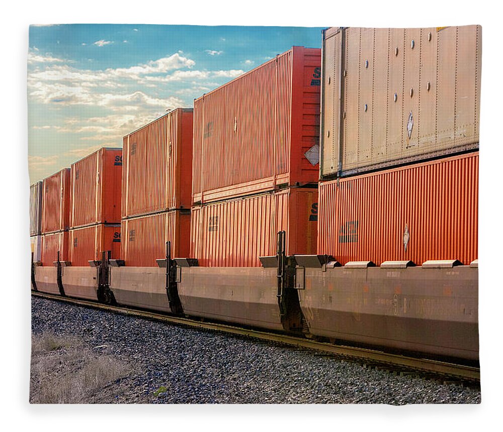 Cargo Containers Fleece Blanket featuring the photograph Cargo Containers by Todd Klassy