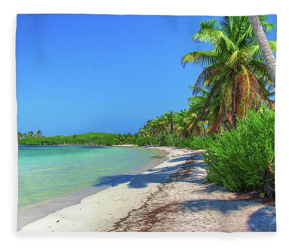 Caribbean Fleece Blanket featuring the photograph Caribbean palm beach by Sun Travels