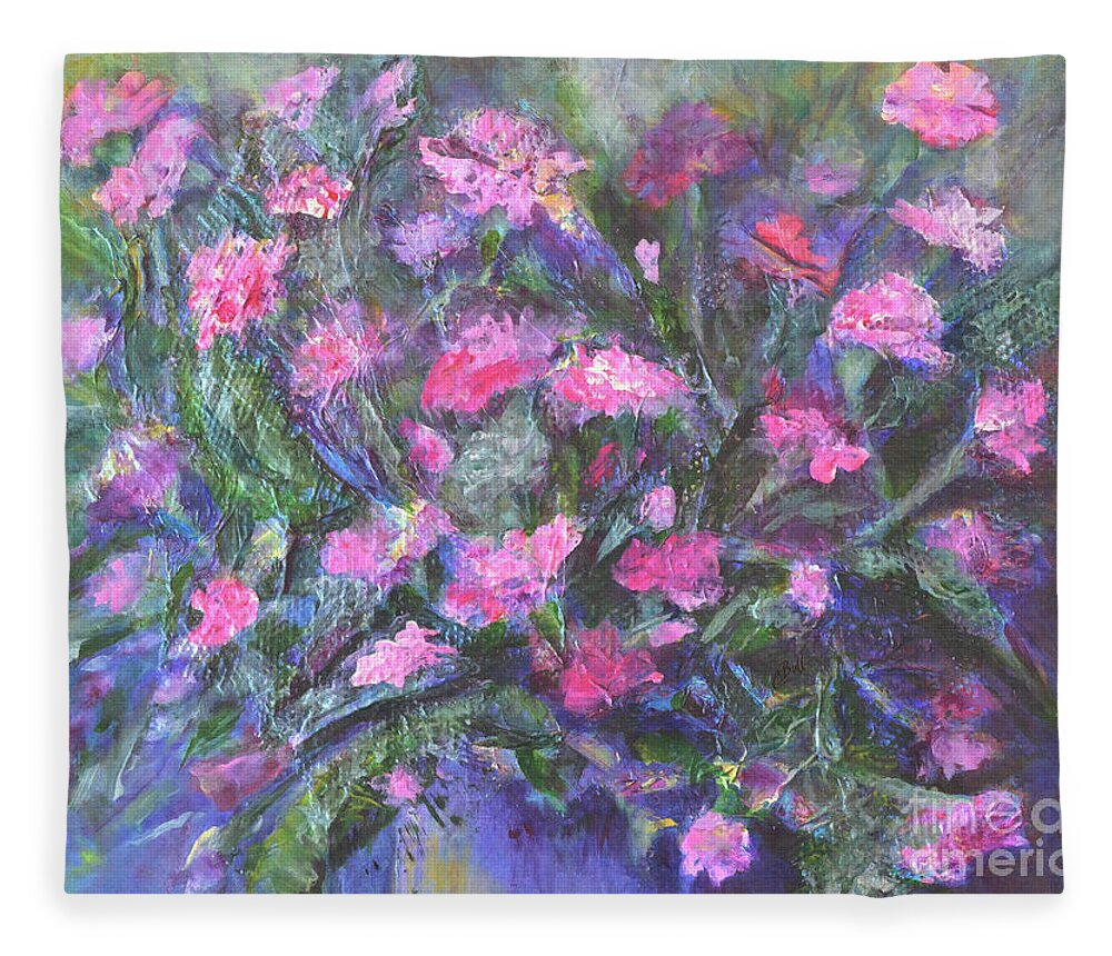 Carnations Fleece Blanket featuring the painting Carnations by Claire Bull
