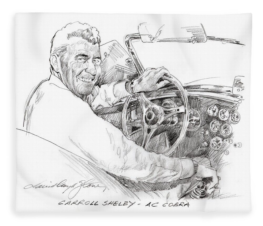 Carrol Shelby Fleece Blanket featuring the painting Carroll Shelby, Ac Cobra by David Lloyd Glover