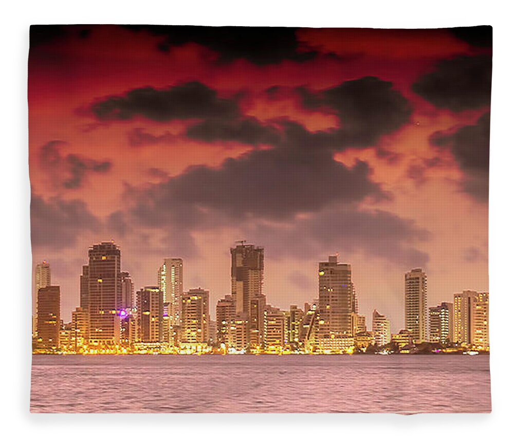 Cartagena Fleece Blanket featuring the photograph Cartagena at dusk by Pheasant Run Gallery