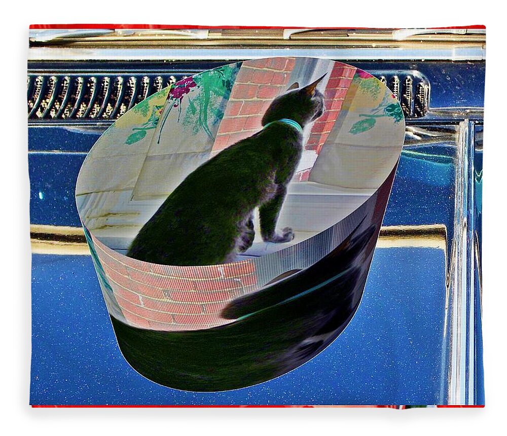 Cats Fleece Blanket featuring the digital art Cat as a cylinder by Karl Rose