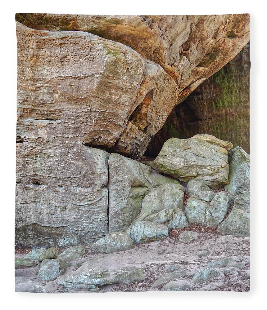 Cliff Fleece Blanket featuring the photograph Cave In A Cliff by Phil Perkins