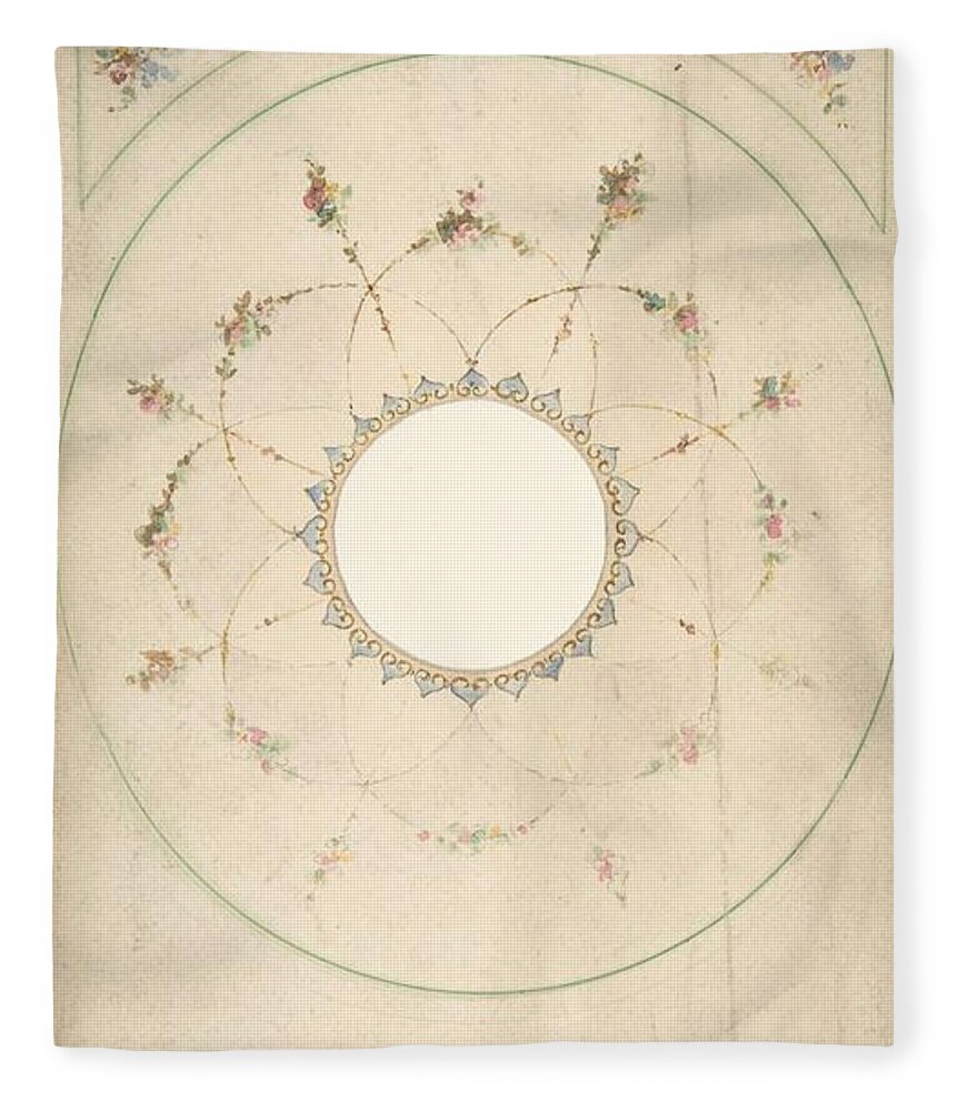 Design Fleece Blanket featuring the painting Ceiling Design with Center Cut Out Attributed to J. S. Pearse British, active 1854-68 by J S Pearse