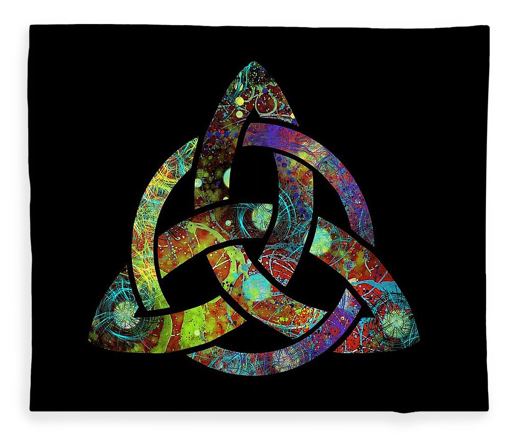 Triquetra Fleece Blanket featuring the digital art Celtic Triquetra or Trinity Knot Symbol 3 by Joan Stratton
