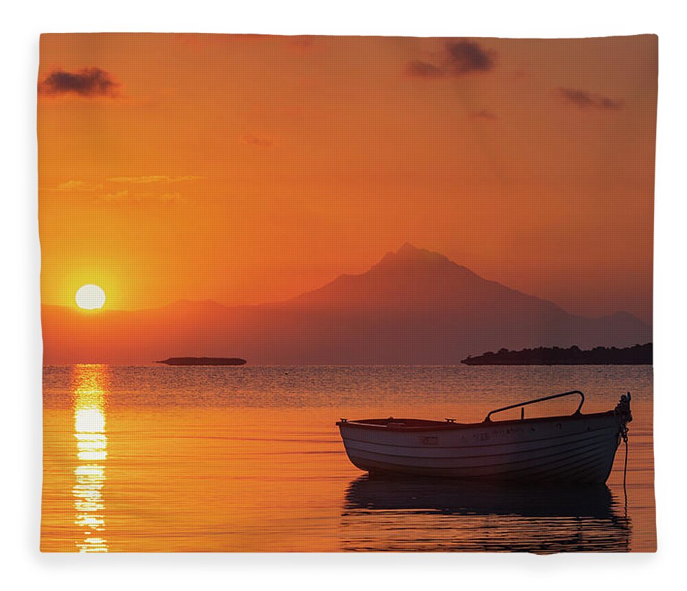 Aegean Sea Fleece Blanket featuring the photograph Chalkidiki Sunrise by Evgeni Dinev
