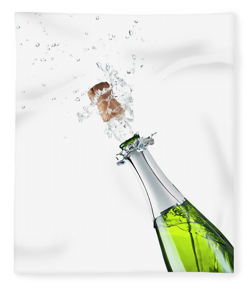 Releasing Fleece Blanket featuring the photograph Champagne Bottle by Mphillips007