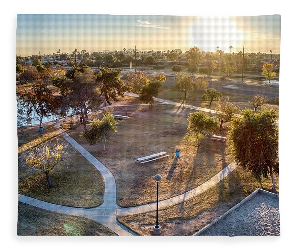Aerial Shot Fleece Blanket featuring the photograph Chaparral Park by Anthony Giammarino