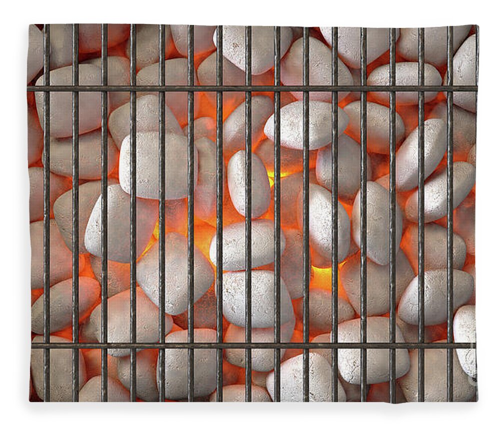 Grating Fleece Blanket featuring the digital art Charcoal Fire And Grid by Allan Swart