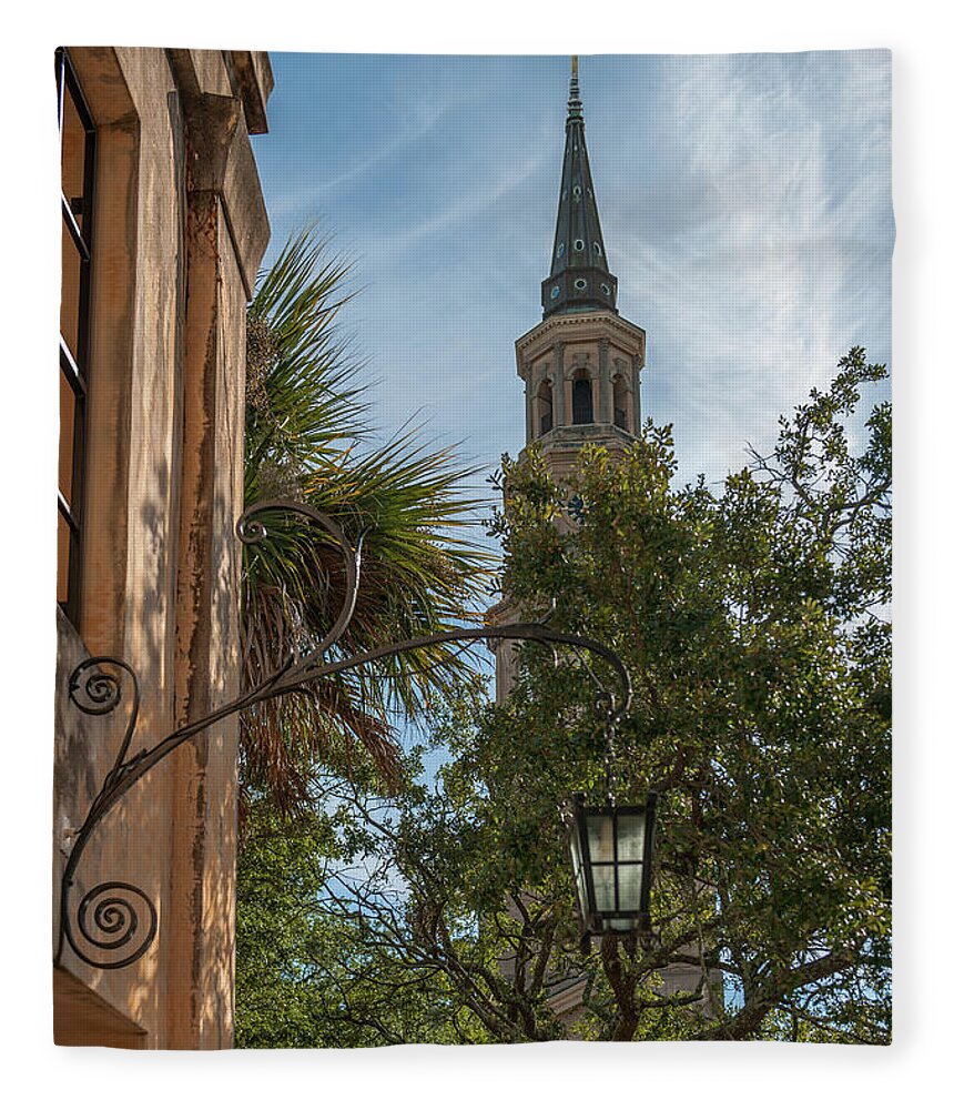 Lamp Fleece Blanket featuring the photograph Charleston - St. Phillip's Church by Dale Powell