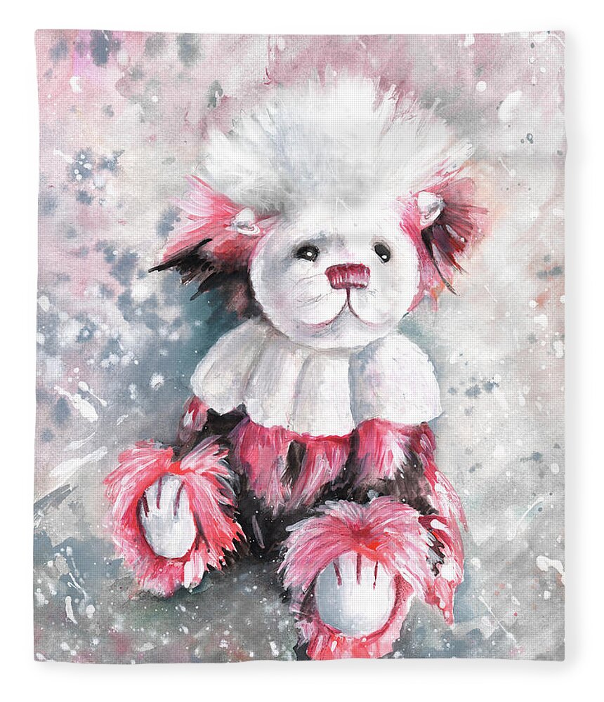 Teddy Fleece Blanket featuring the painting Charlie Bear Coconut Ice by Miki De Goodaboom