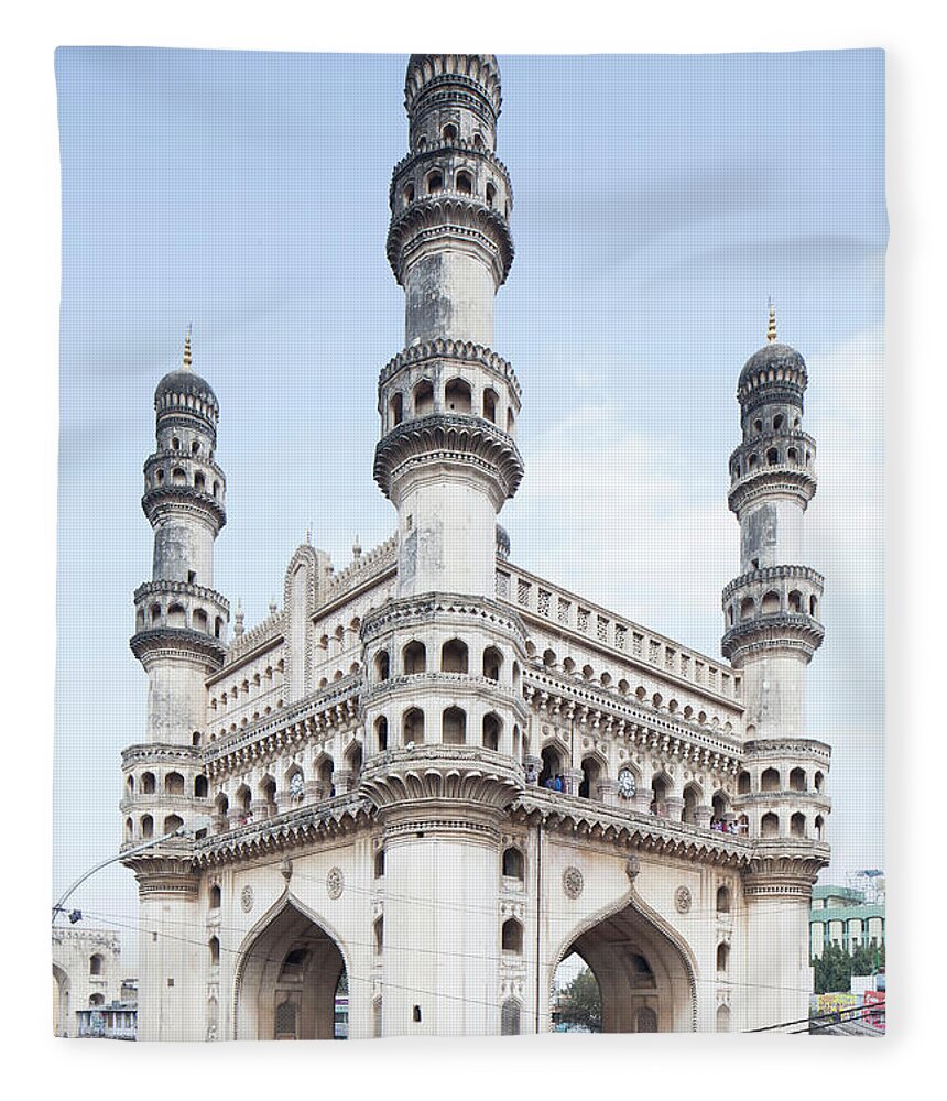 Arch Fleece Blanket featuring the photograph Charminar Monument In Hyderabad by Jasper James