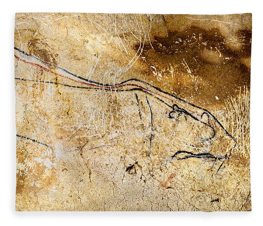 Chauvet Cave Lions Fleece Blanket featuring the digital art Chauvet Cave lions courting by Weston Westmoreland