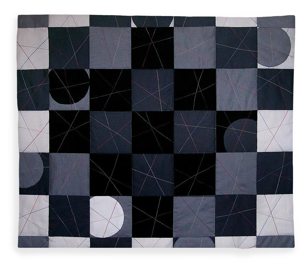 Abstract Fleece Blanket featuring the tapestry - textile Checkers and Pick-up-sticks by Pam Geisel