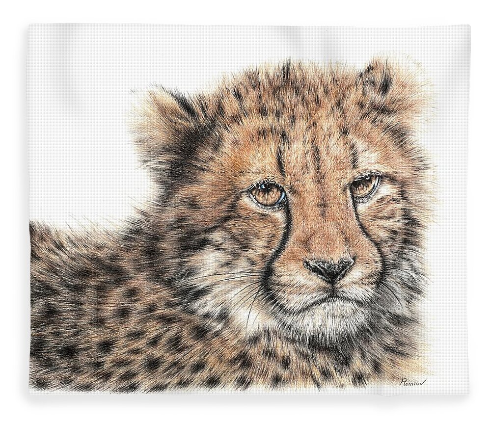 Cheetah Cub Fleece Blanket by Casey 'Remrov' Vormer - Pixels