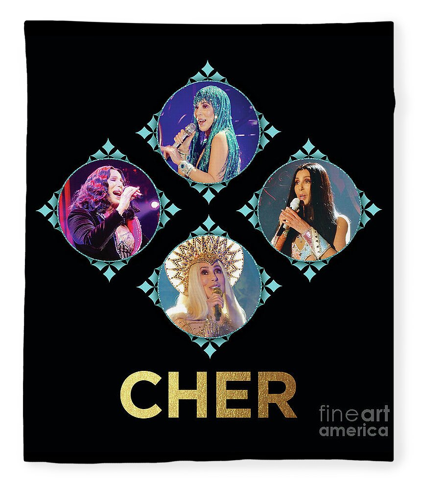 Cher Fleece Blanket featuring the digital art Cher - Blue Diamonds by Cher Style