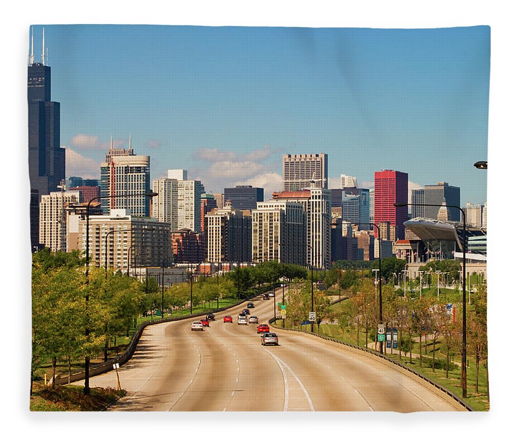 Corporate Business Fleece Blanket featuring the photograph Chicago Downtown by Worldofphotos