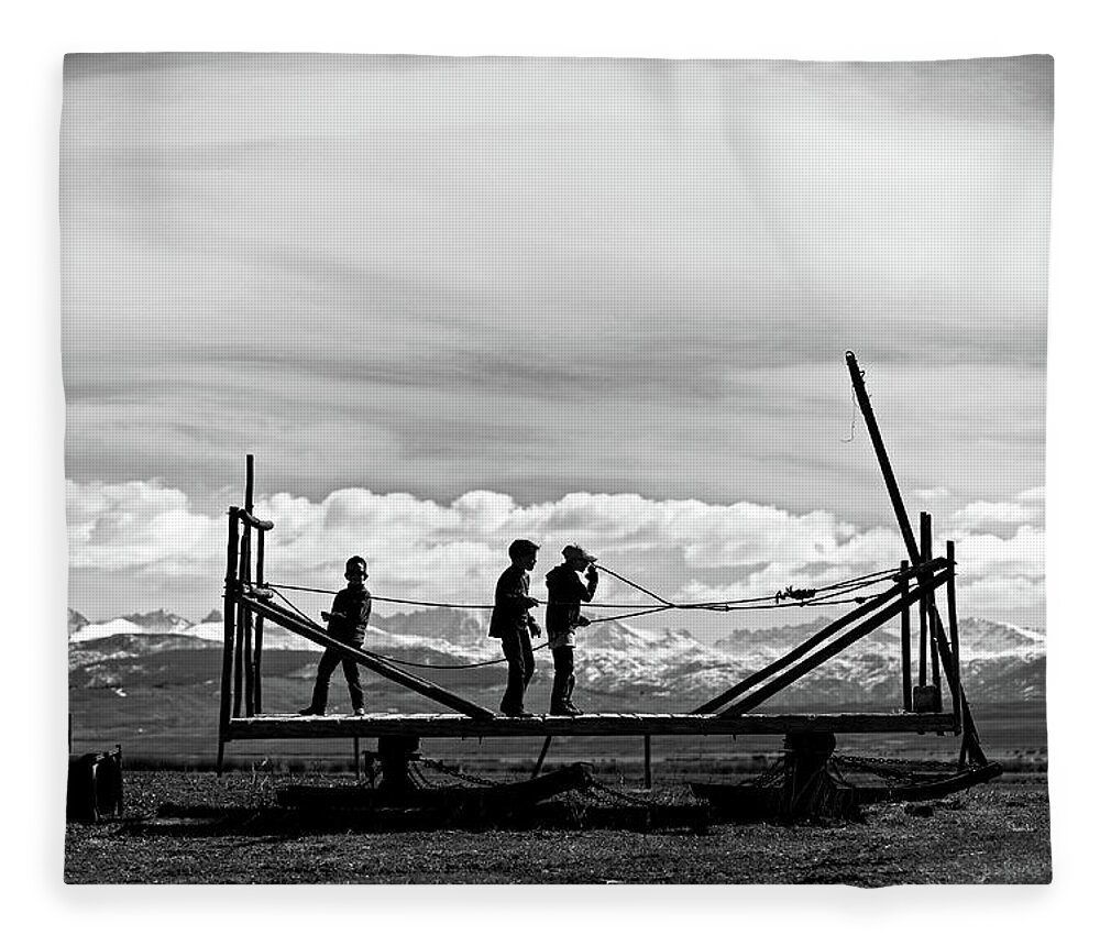 Ranch Fleece Blanket featuring the photograph Children at play by Julieta Belmont